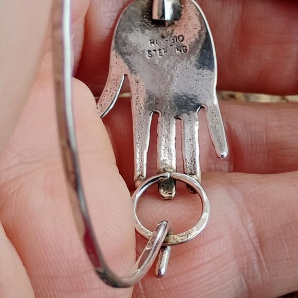 Susan Roggio Sterling Silver Healing Hand Bangle Bracelet - Picture 6 of 9